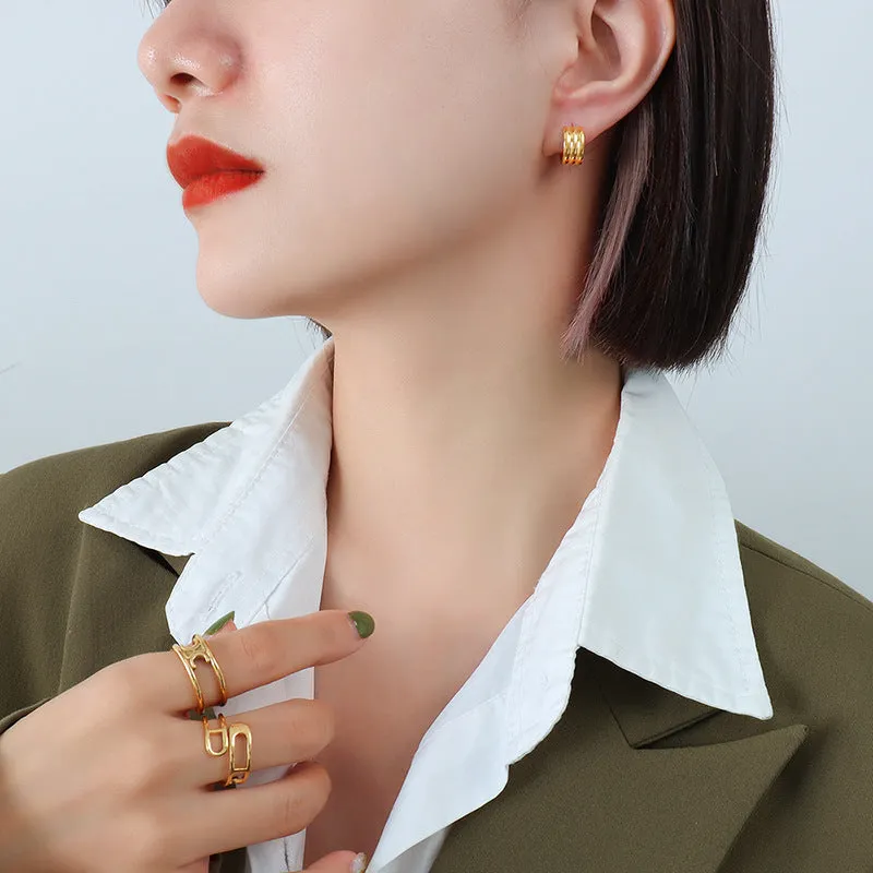 Luxurious Small C-Shaped Earrings with 18K Gold Plating