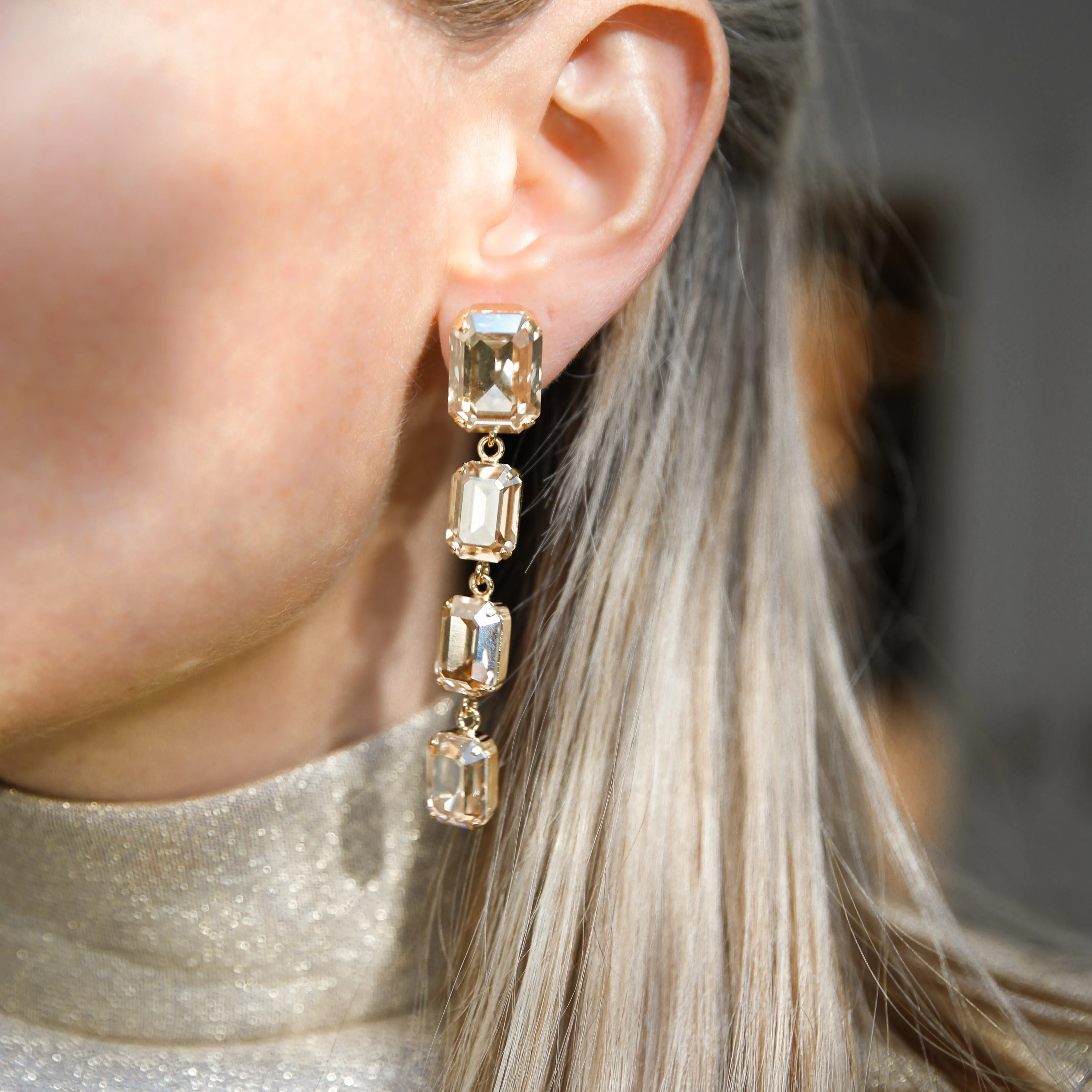 Lydia Long Earrings / Golden Shadow