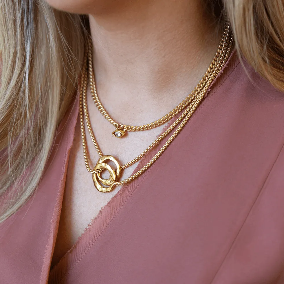 Matte Gold Double Circle Necklace