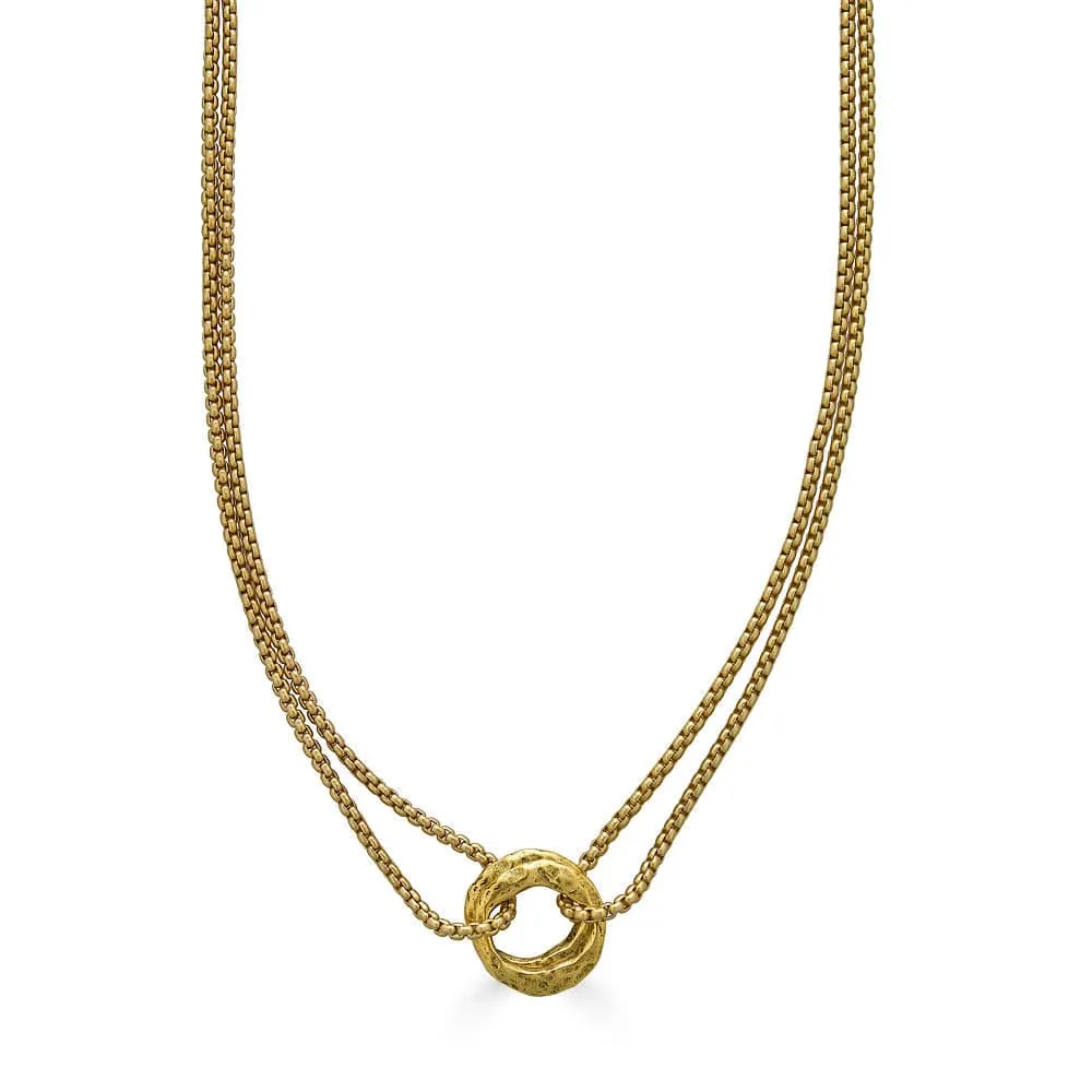 Matte Gold Double Circle Necklace