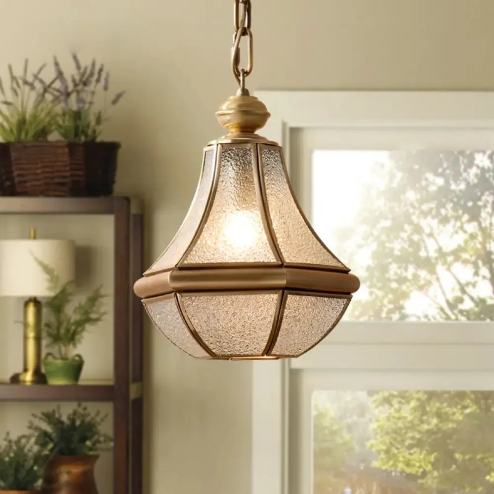 Minimalist 1-Light Pendant Lamp for Living Room - Pear Seeded/Clear Glass Shade, Polished Brass/Antique Brass Finish