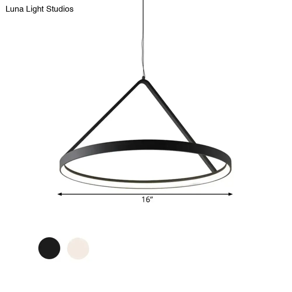 Minimalist Acrylic Round Pendant Light, LED Ceiling Lighting Fixture (16"/19.5"/23.5"), Black/White