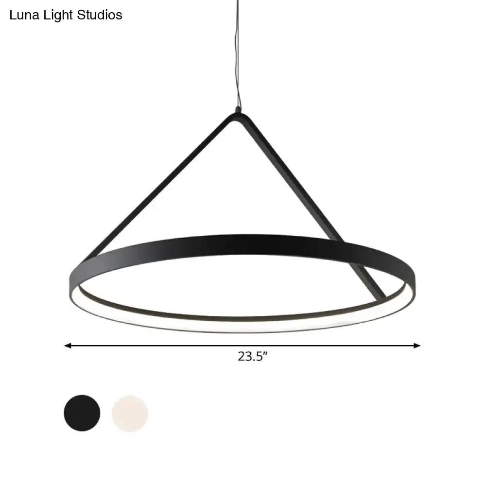 Minimalist Acrylic Round Pendant Light, LED Ceiling Lighting Fixture (16"/19.5"/23.5"), Black/White