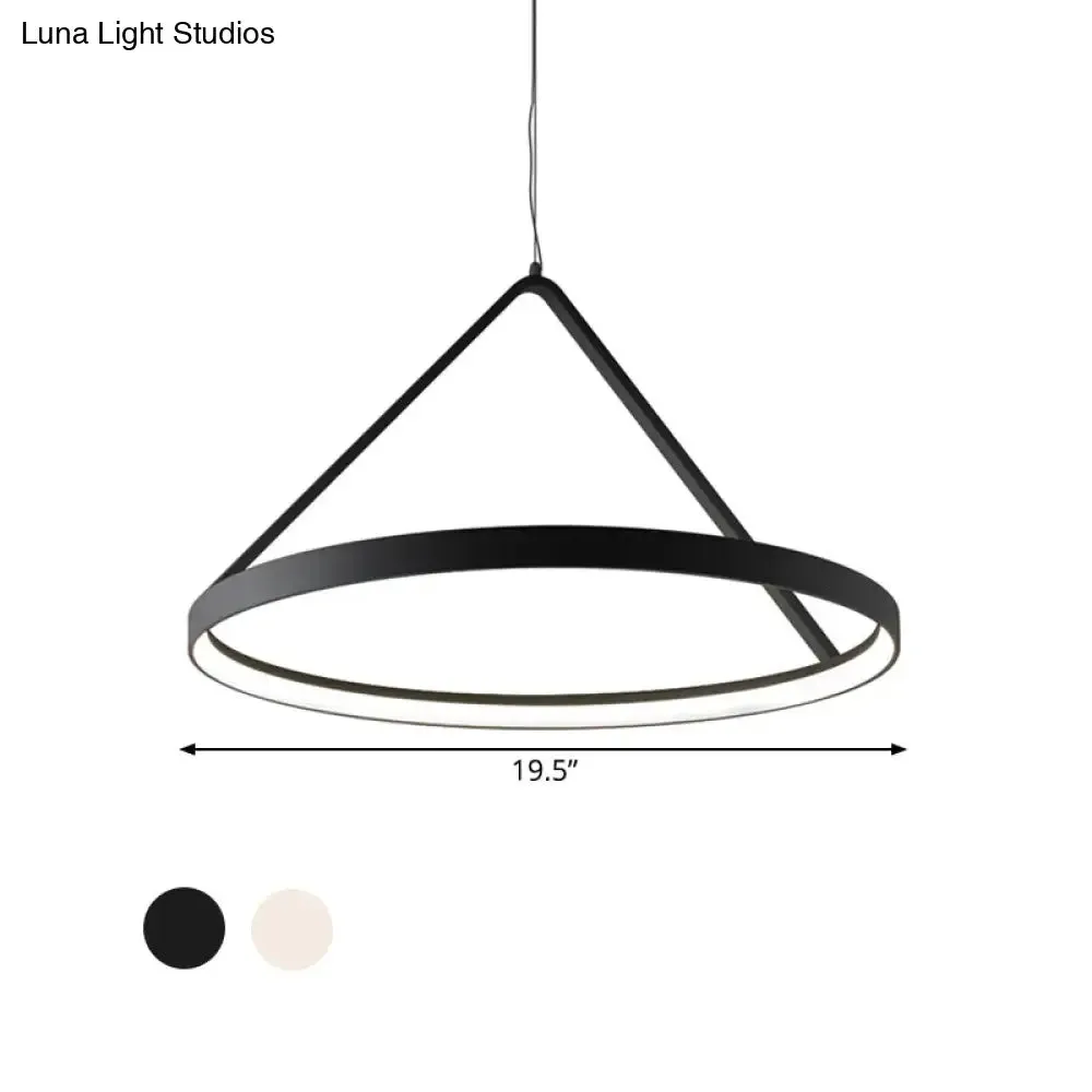 Minimalist Acrylic Round Pendant Light, LED Ceiling Lighting Fixture (16"/19.5"/23.5"), Black/White