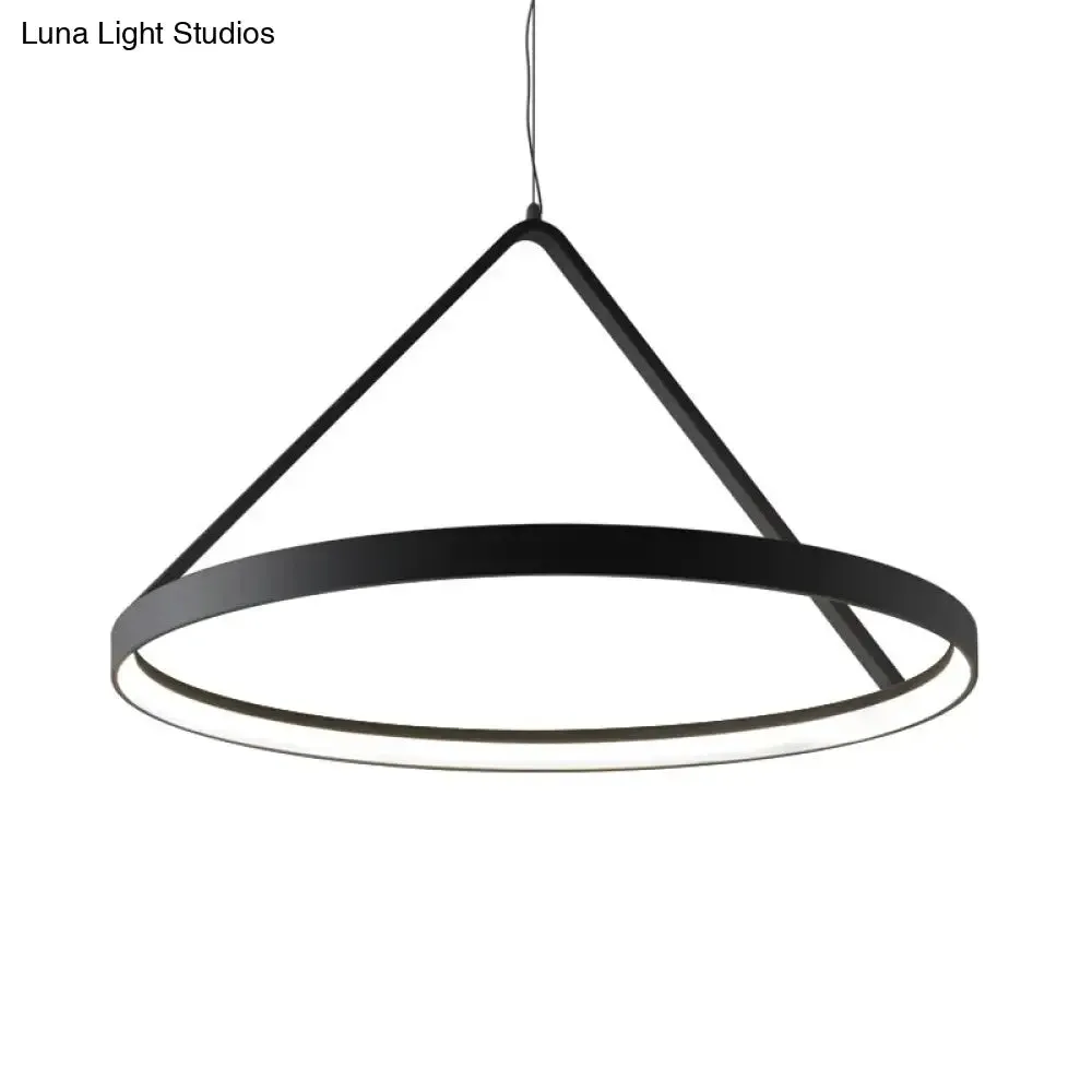 Minimalist Acrylic Round Pendant Light, LED Ceiling Lighting Fixture (16"/19.5"/23.5"), Black/White