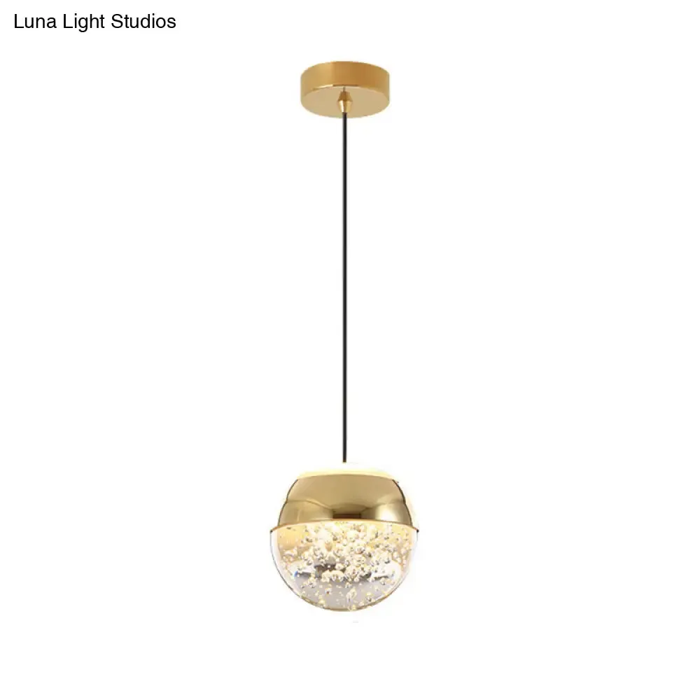 Minimalist Crystal Glass LED Gold Pendant Light - Orb/Teardrop/Arc Shape