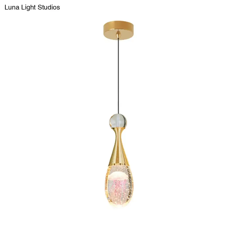 Minimalist Crystal Glass LED Gold Pendant Light - Orb/Teardrop/Arc Shape