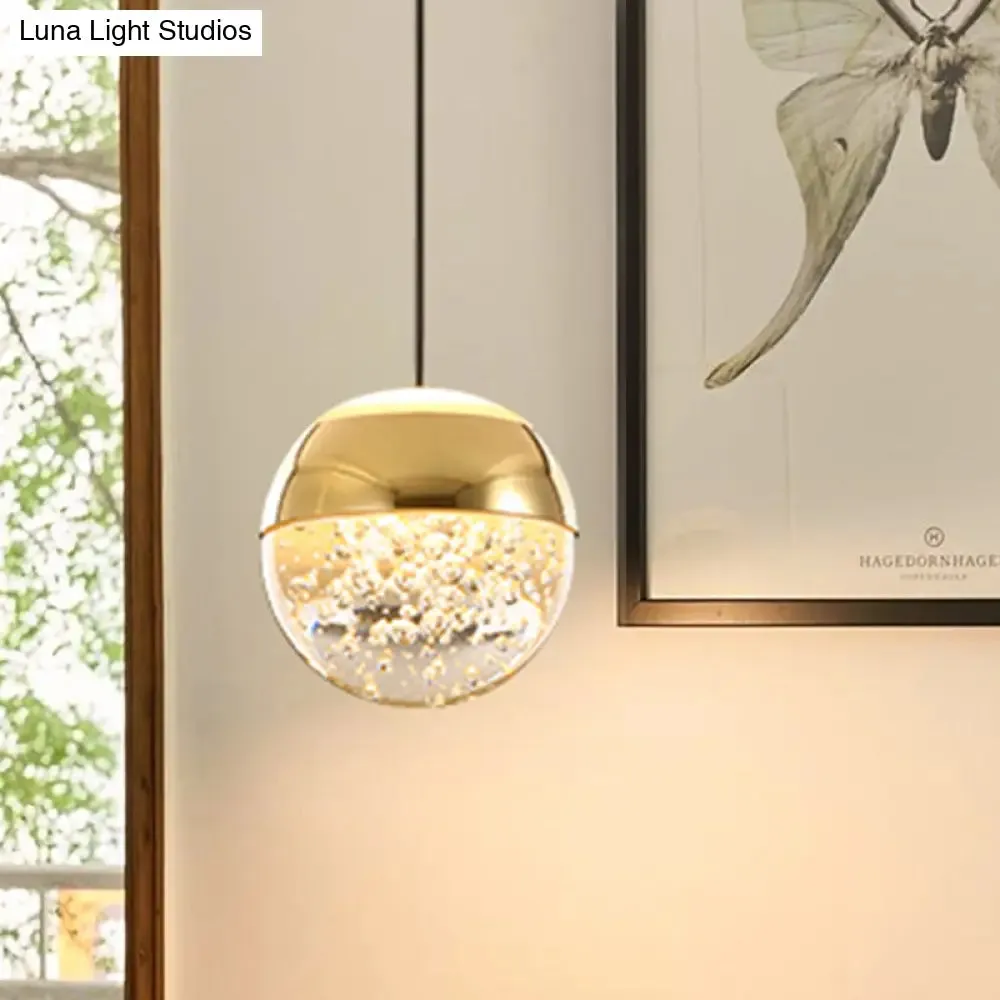 Minimalist Crystal Glass LED Gold Pendant Light - Orb/Teardrop/Arc Shape