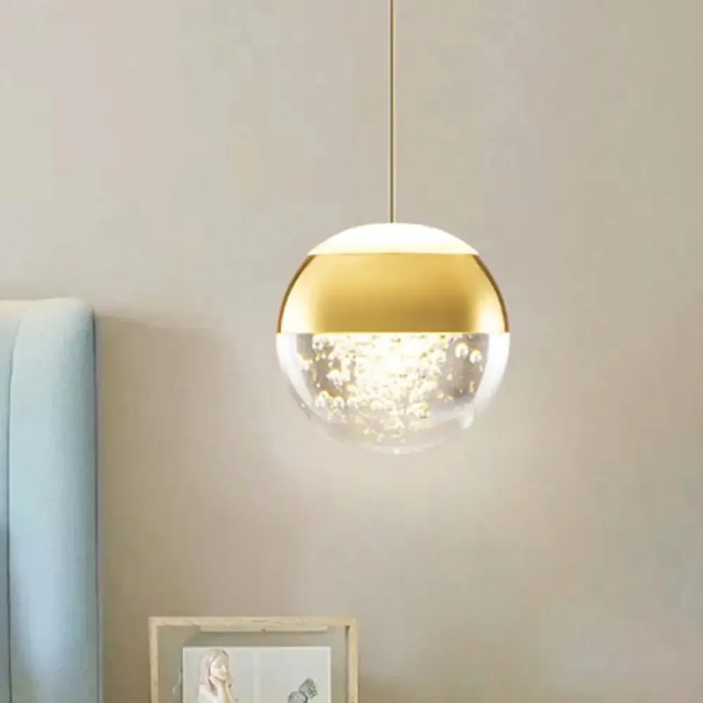 Minimalist Crystal Glass LED Gold Pendant Light - Orb/Teardrop/Arc Shape