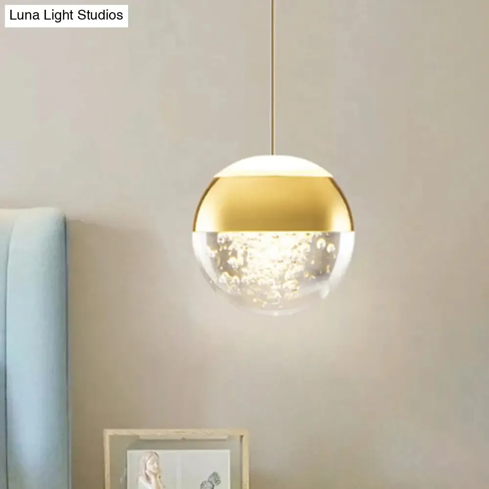 Minimalist Crystal Glass LED Gold Pendant Light - Orb/Teardrop/Arc Shape