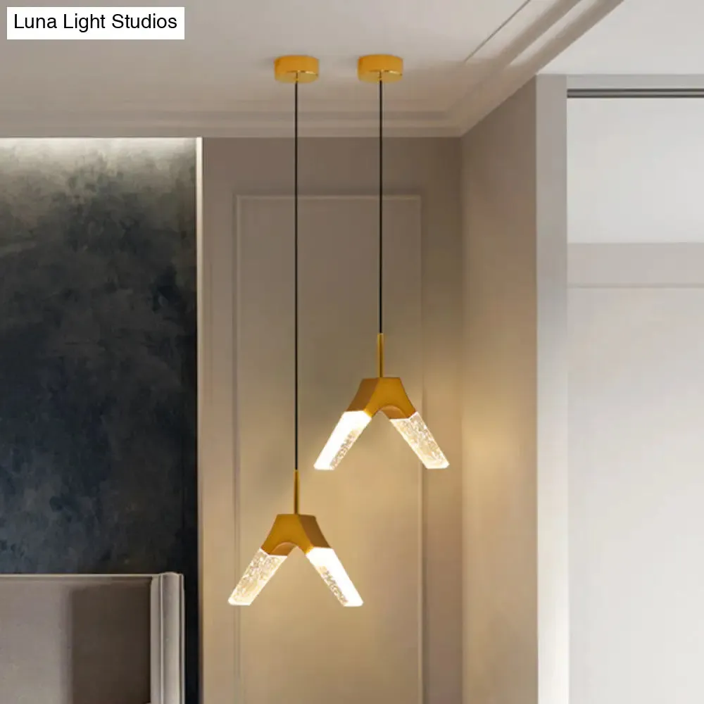 Minimalist Crystal Glass LED Gold Pendant Light - Orb/Teardrop/Arc Shape