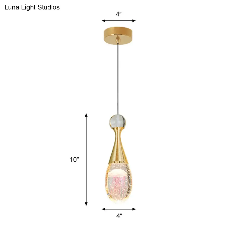 Minimalist Crystal Glass LED Gold Pendant Light - Orb/Teardrop/Arc Shape