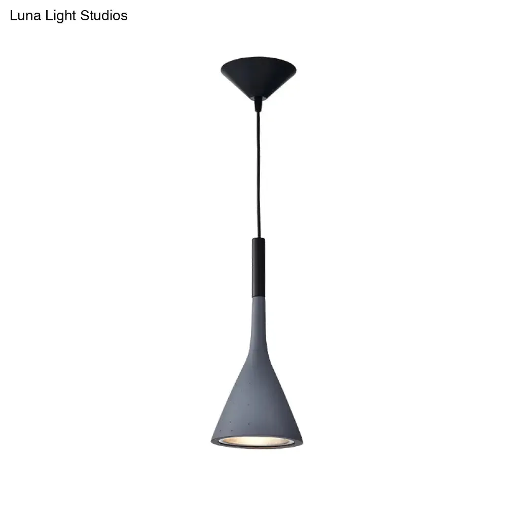 Minimalist Funnel Pendant Cement Light Fixture in Red/Black/White - Ideal for Bedside