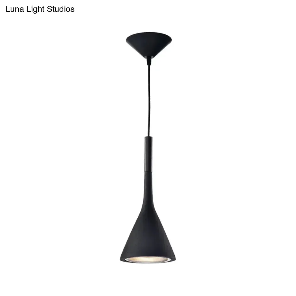 Minimalist Funnel Pendant Cement Light Fixture in Red/Black/White - Ideal for Bedside