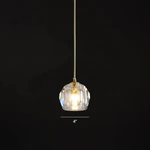 Minimalist Gold Crystal Ball Pendant Light for Restaurants - Elegant Suspension Lamp