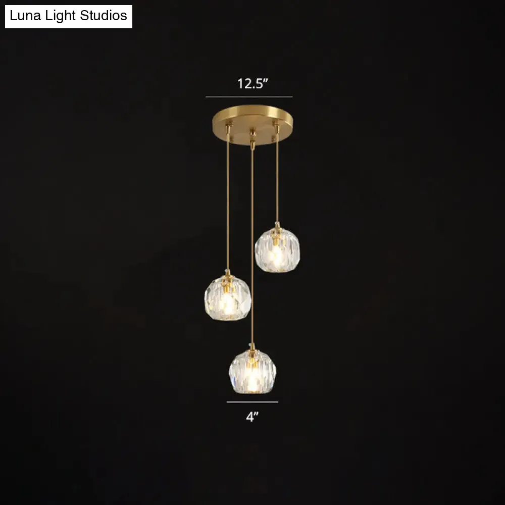 Minimalist Gold Crystal Ball Pendant Light for Restaurants - Elegant Suspension Lamp