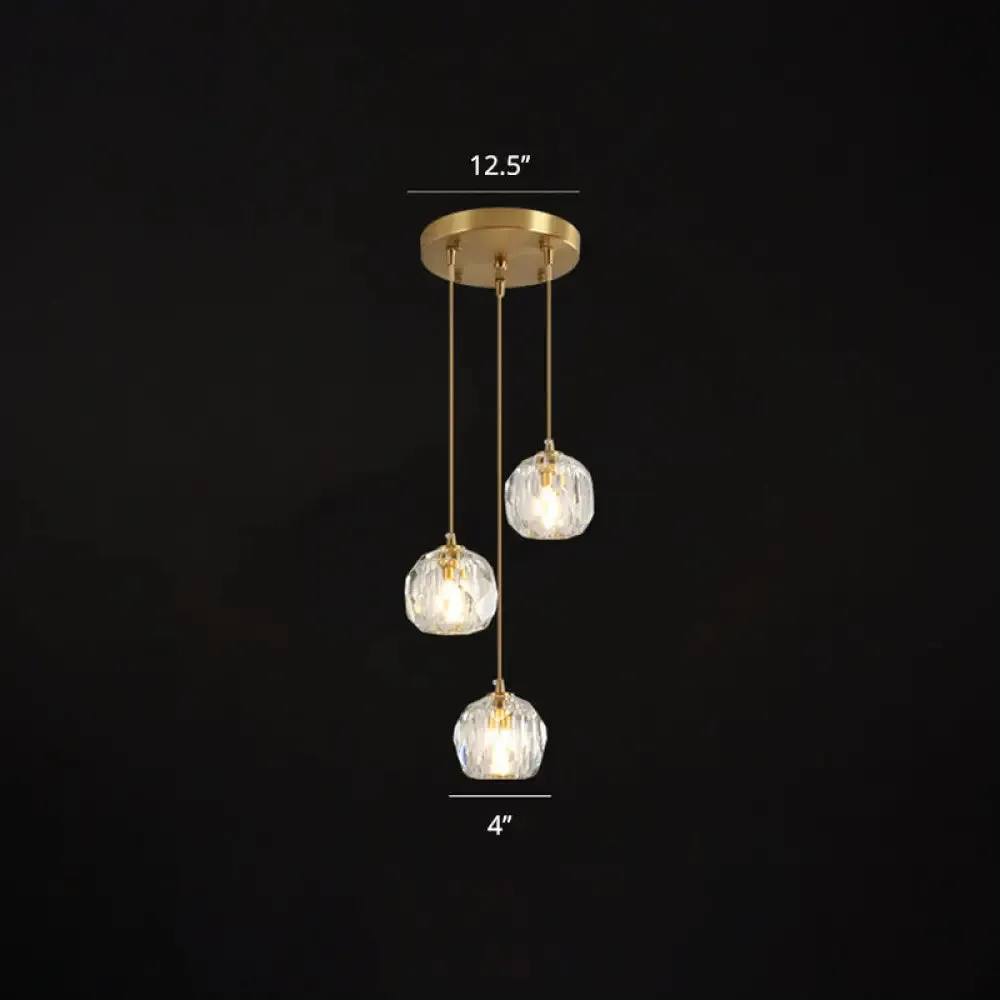 Minimalist Gold Crystal Ball Pendant Light for Restaurants - Elegant Suspension Lamp