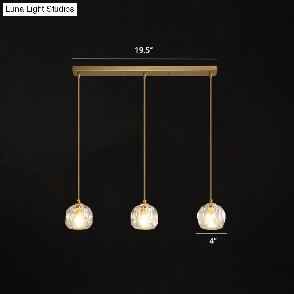 Minimalist Gold Crystal Ball Pendant Light for Restaurants - Elegant Suspension Lamp