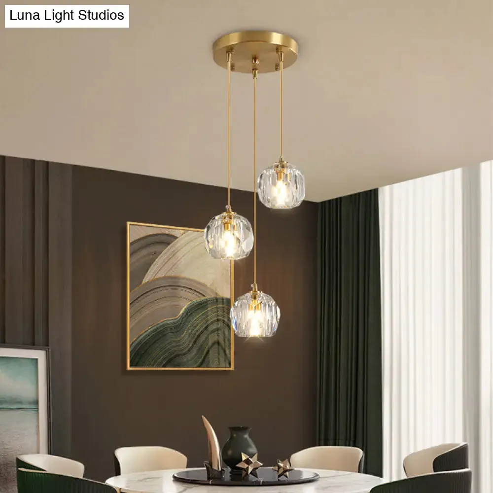 Minimalist Gold Crystal Ball Pendant Light for Restaurants - Elegant Suspension Lamp