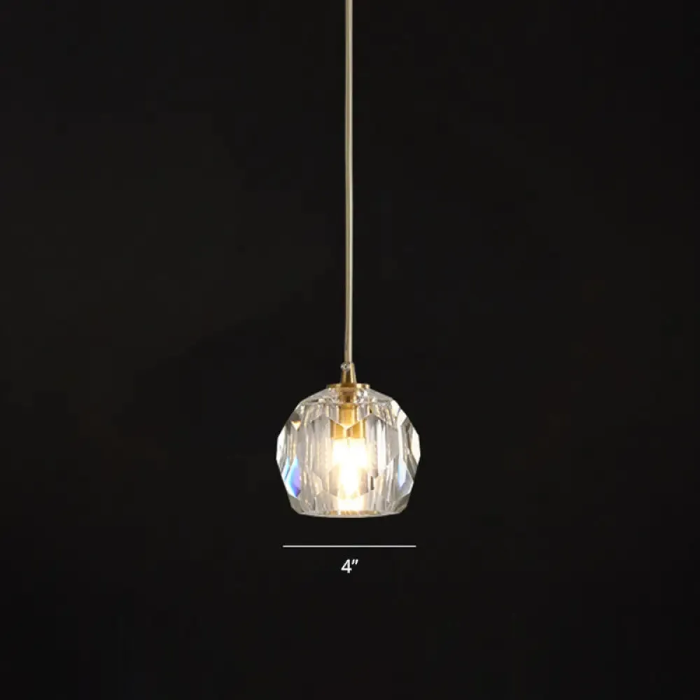 Minimalist Gold Crystal Ball Pendant Light for Restaurants - Elegant Suspension Lamp