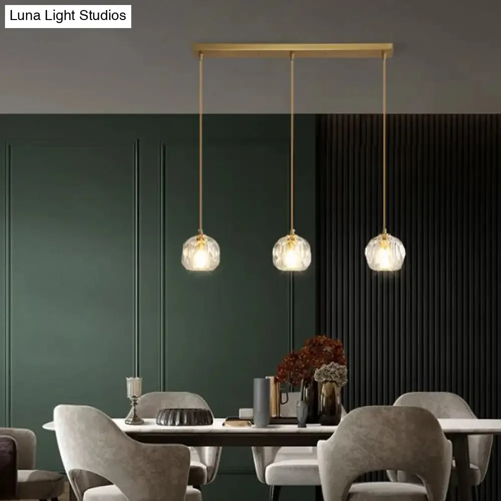 Minimalist Gold Crystal Ball Pendant Light for Restaurants - Elegant Suspension Lamp