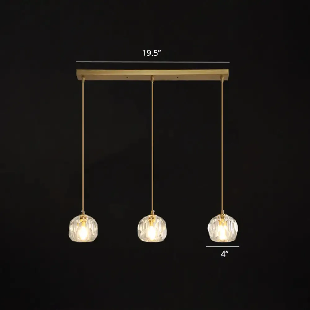 Minimalist Gold Crystal Ball Pendant Light for Restaurants - Elegant Suspension Lamp