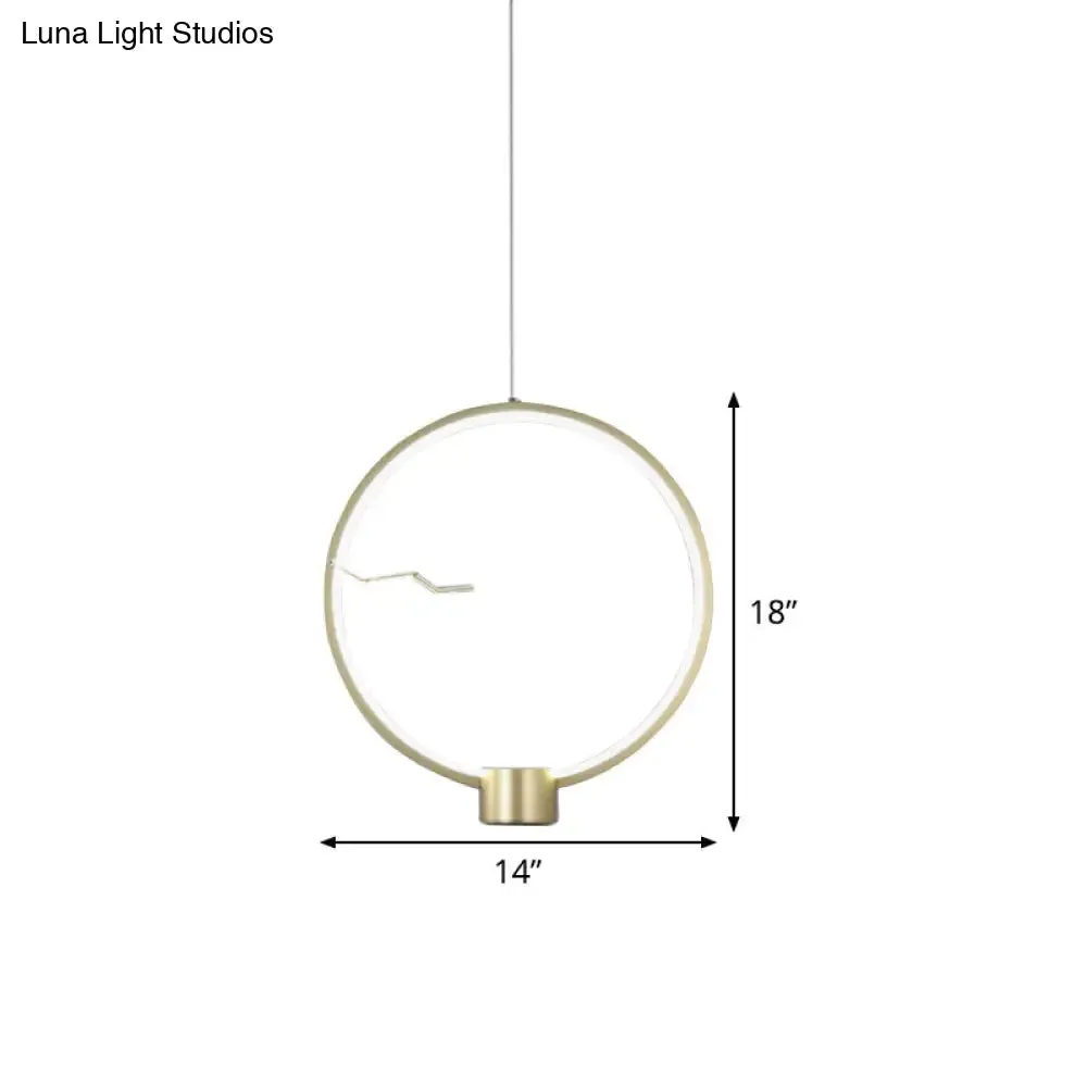 Minimalist Gold LED Ceiling Pendant Light with White/Warm Lighting - Ring Metal Fixture