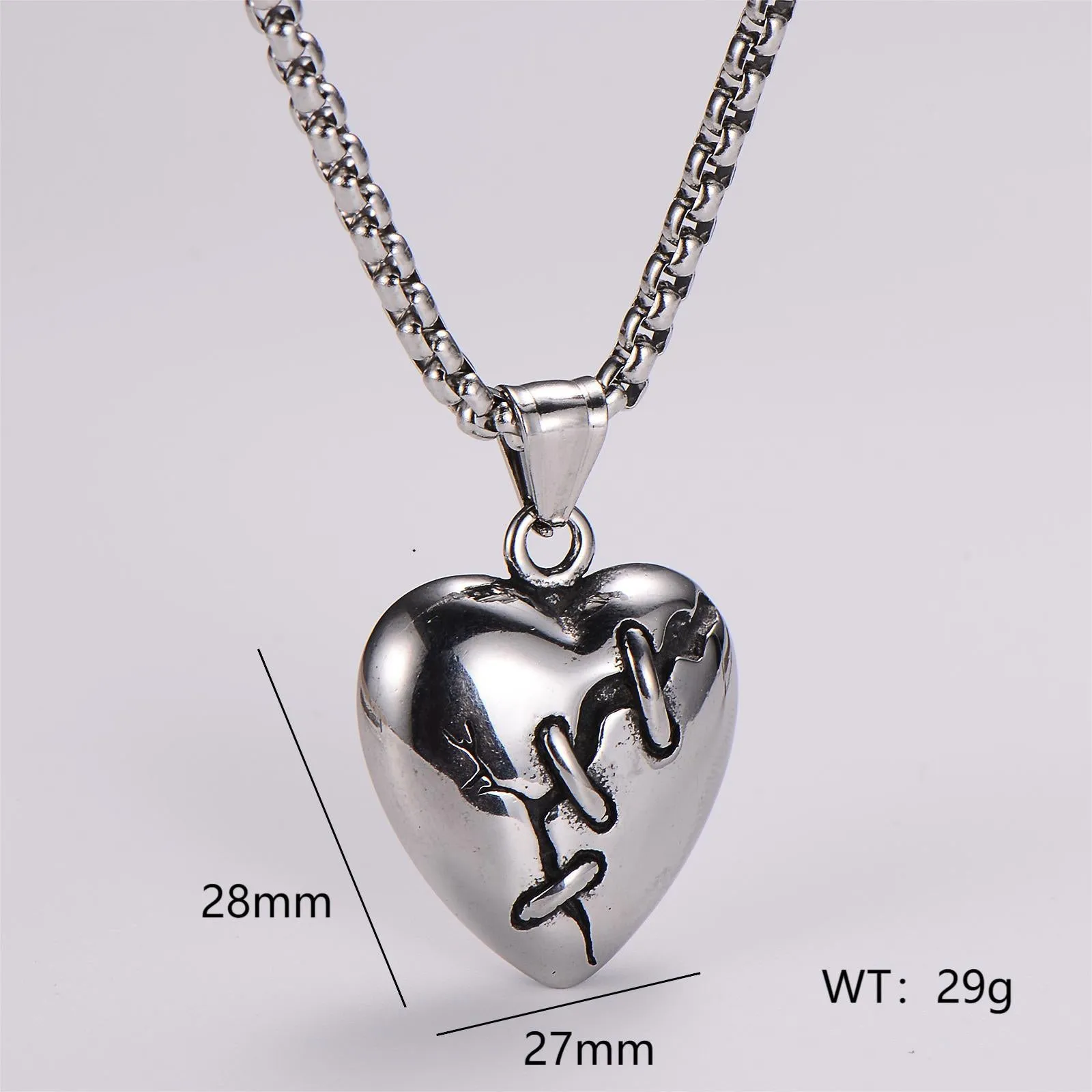 Minimalist Heart Geometric Heart Stainless Steel Polishing Pendants