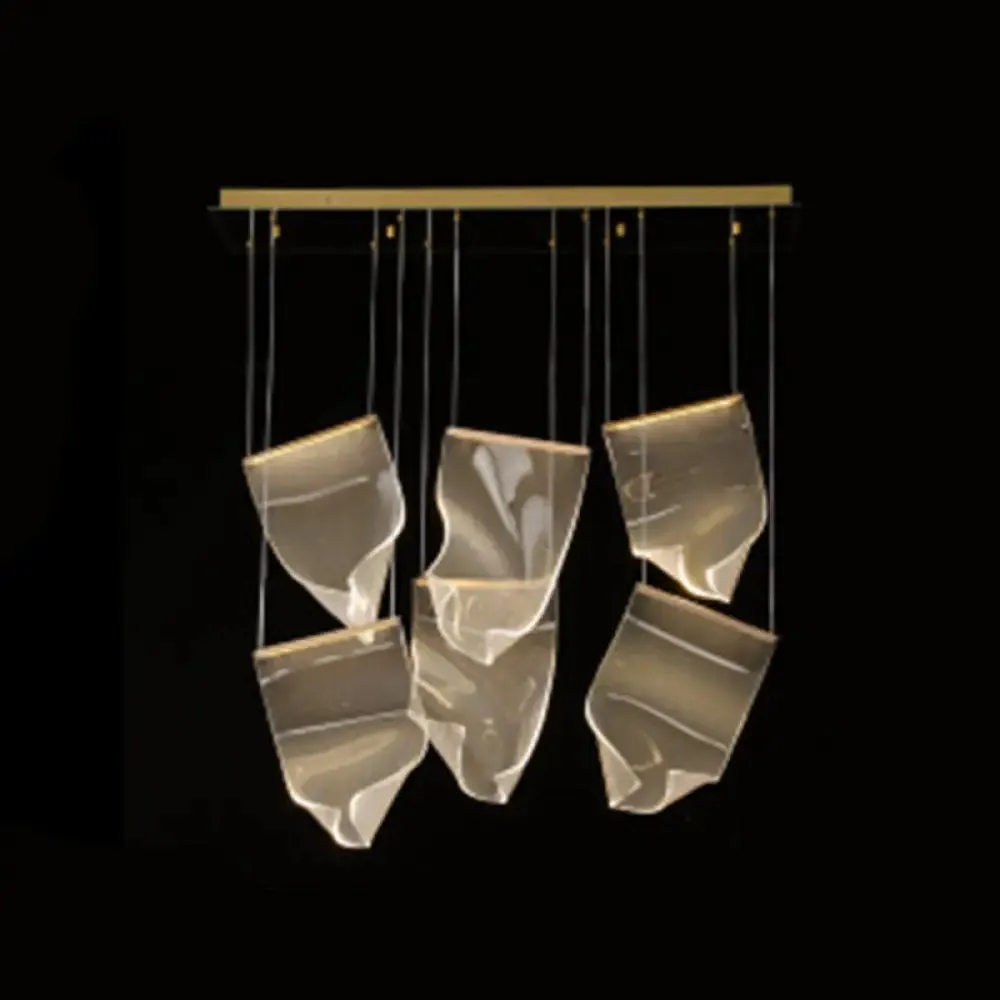 Minimalist LED Ceiling Light - Brass Finish - Paper Sheet Inspired Pendant with Acrylic Shade