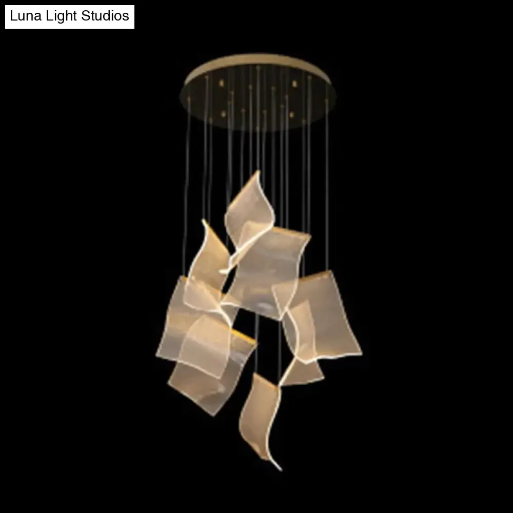 Minimalist LED Ceiling Light - Brass Finish - Paper Sheet Inspired Pendant with Acrylic Shade