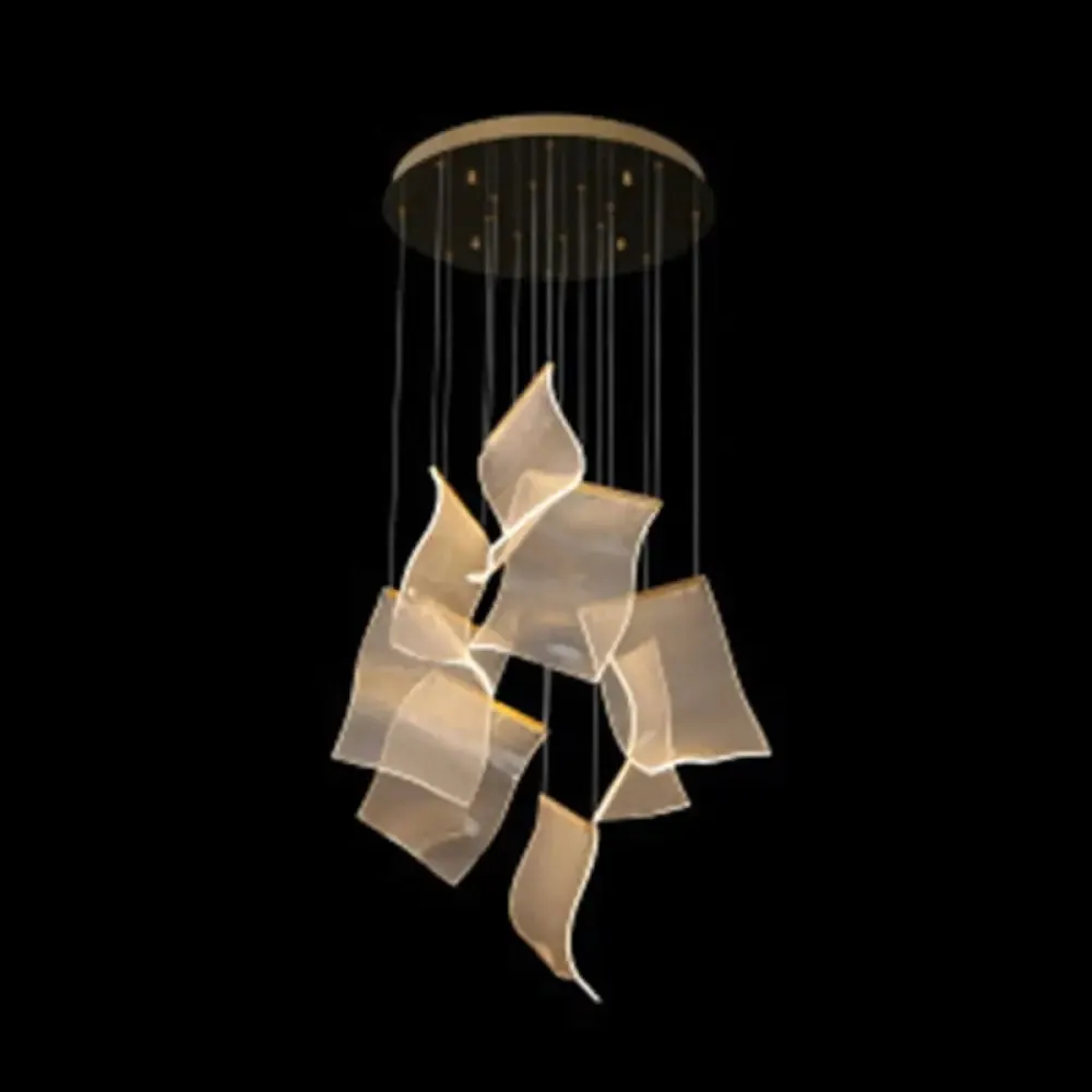 Minimalist LED Ceiling Light - Brass Finish - Paper Sheet Inspired Pendant with Acrylic Shade