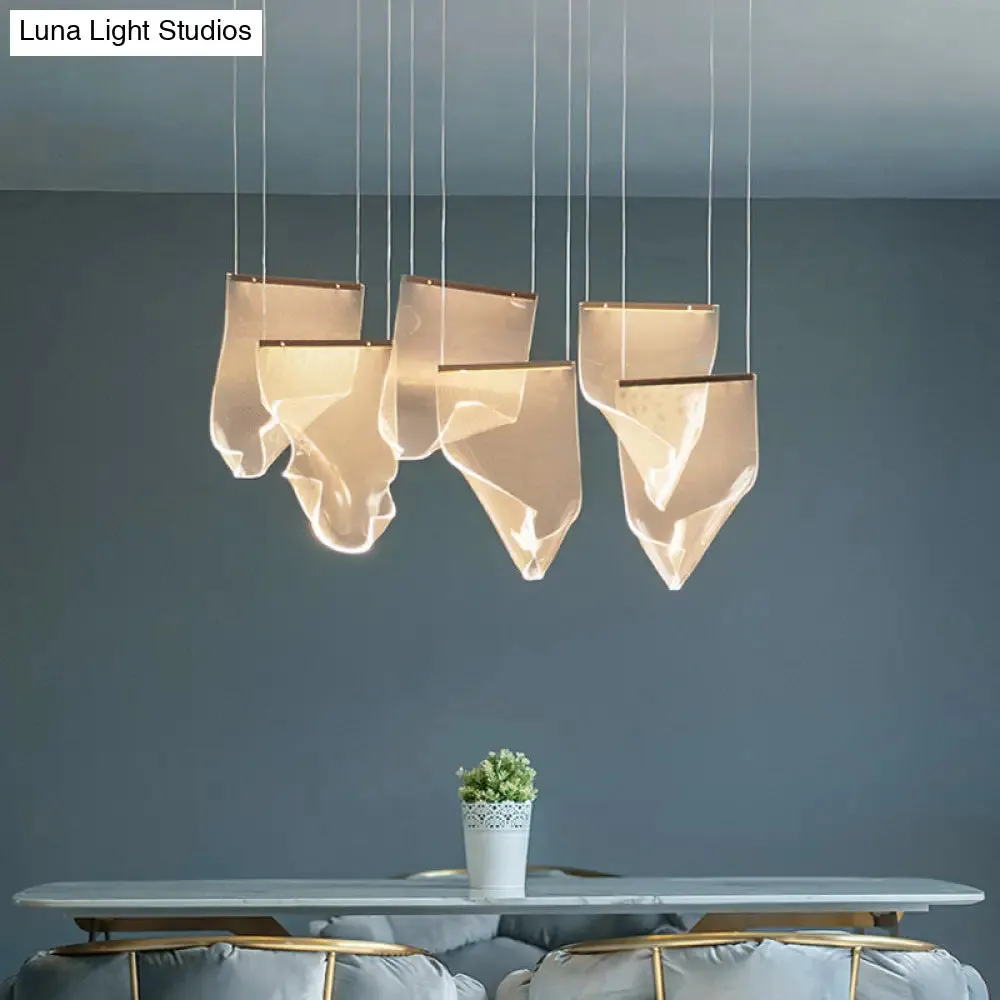 Minimalist LED Ceiling Light - Brass Finish - Paper Sheet Inspired Pendant with Acrylic Shade