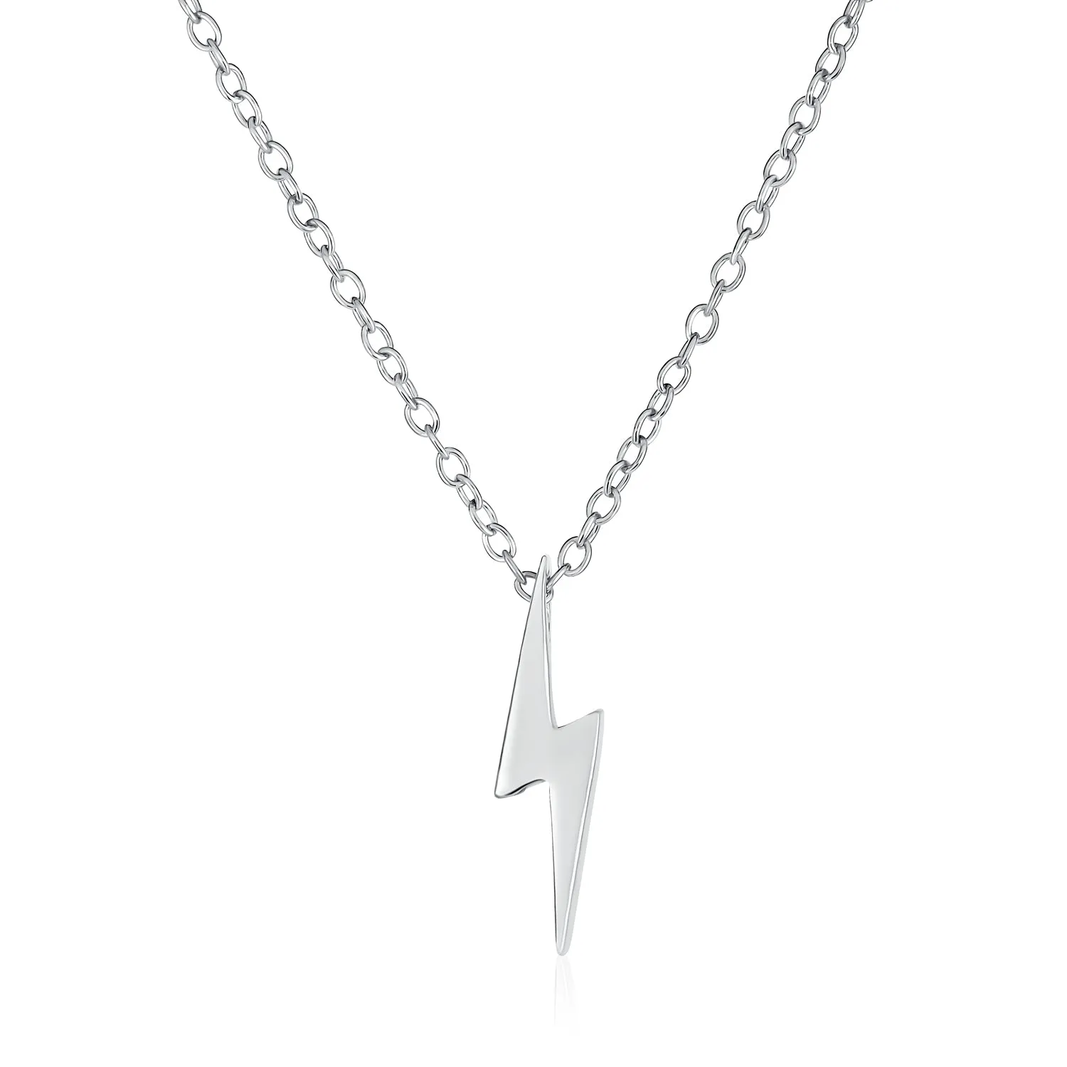 Minimalist Lightning Bolt Pendant Necklace & Stud Earring Set in Sterling Silver