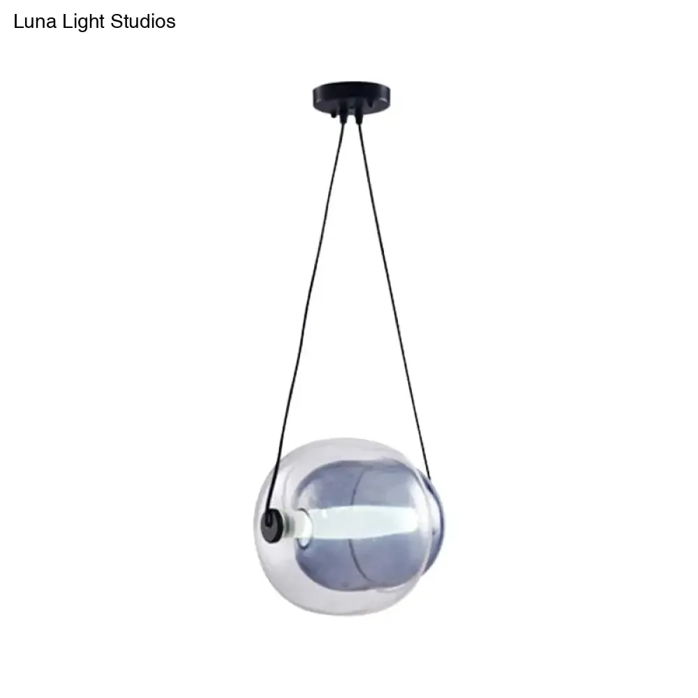 Minimalist Purple Oval Glass Pendant Light for Living Room