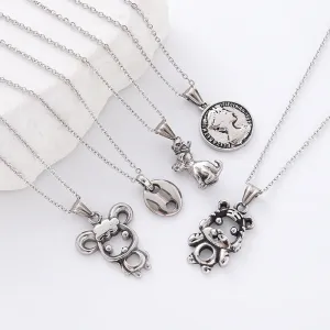 Minimalist Rabbit Chinese Zodiac Animal Stainless Steel Polishing Pendants