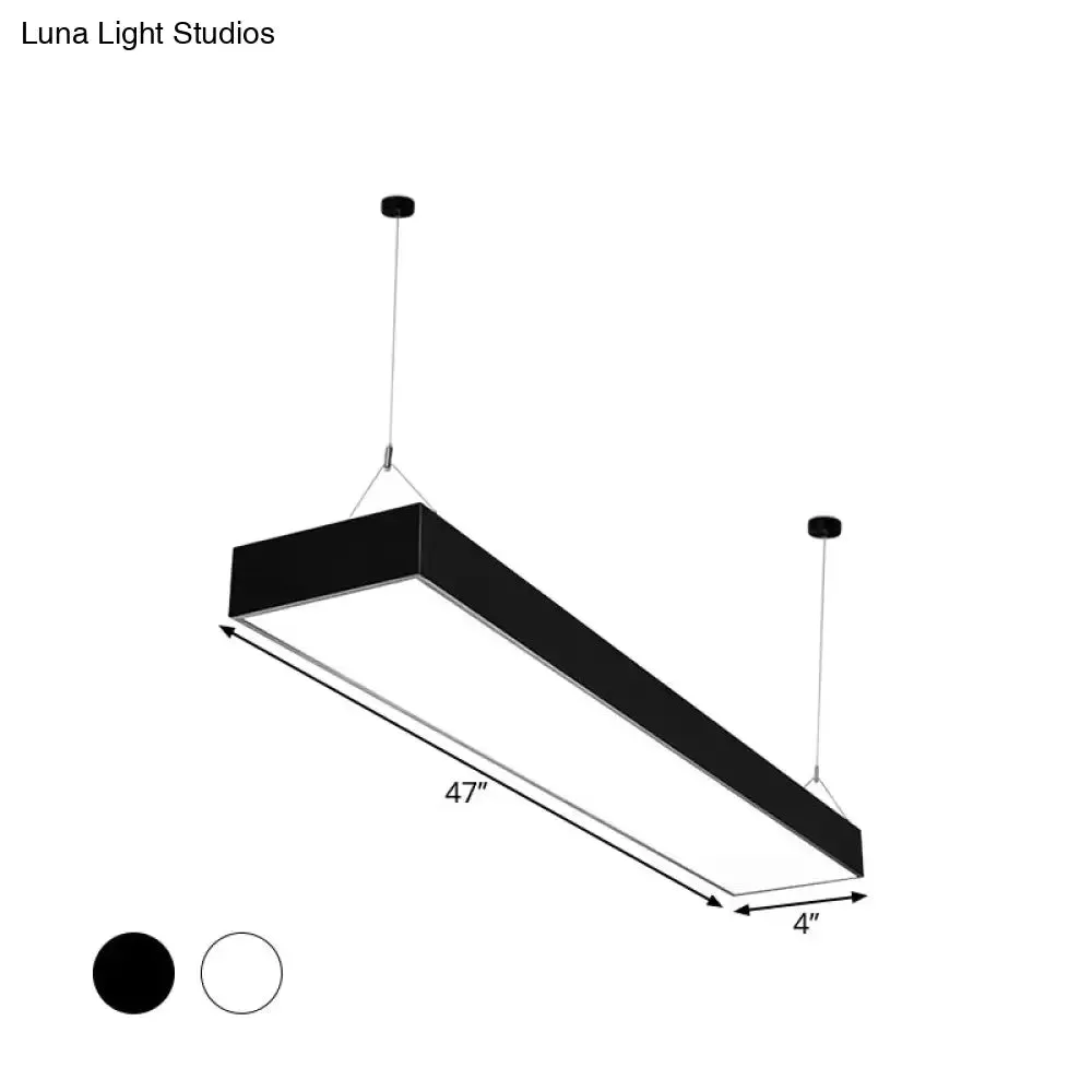 Minimalist Rectangular LED Hanging Light: 4"/8"/10" Acrylic Ceiling Pendant in Black or White