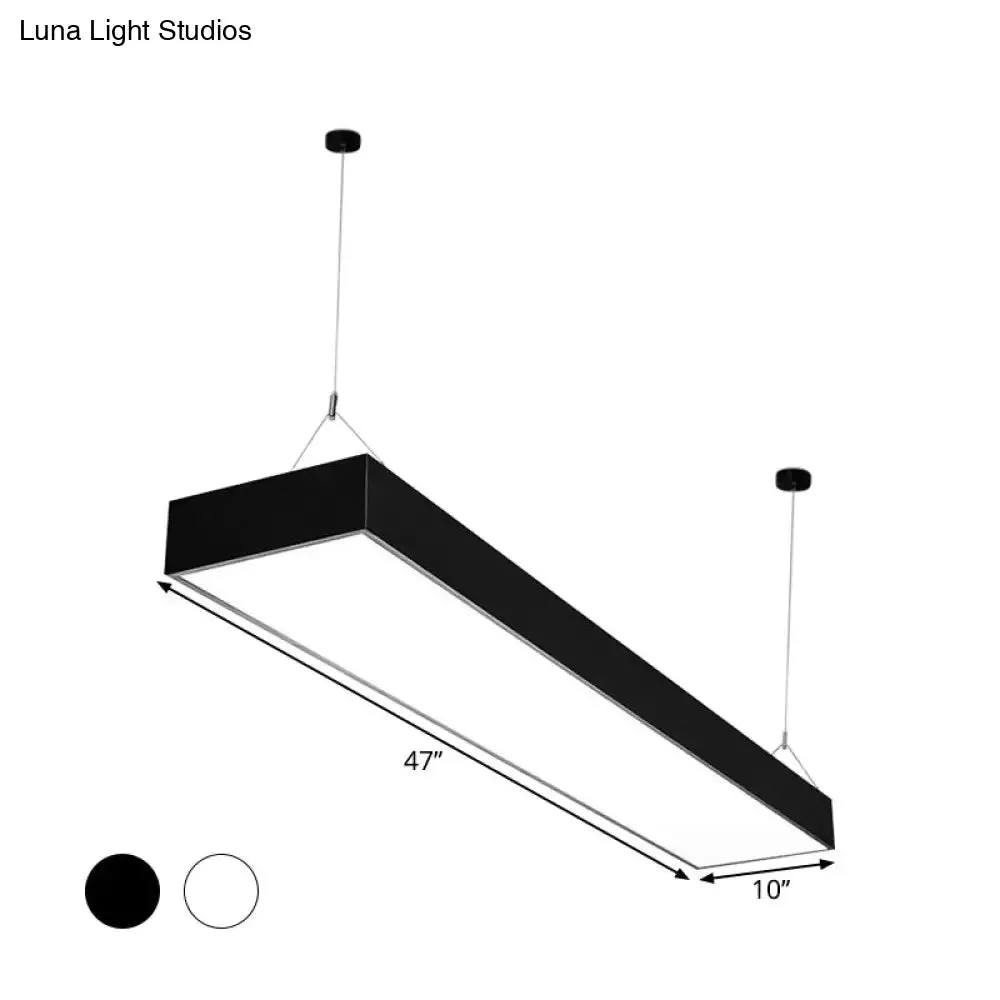 Minimalist Rectangular LED Hanging Light: 4"/8"/10" Acrylic Ceiling Pendant in Black or White