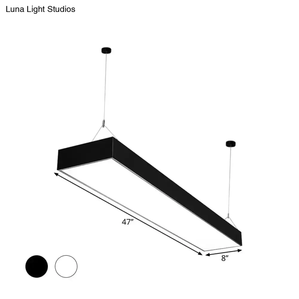 Minimalist Rectangular LED Hanging Light: 4"/8"/10" Acrylic Ceiling Pendant in Black or White