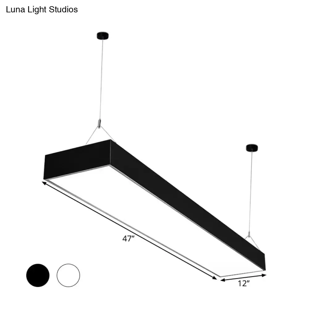 Minimalist Rectangular LED Hanging Light: 4"/8"/10" Acrylic Ceiling Pendant in Black or White