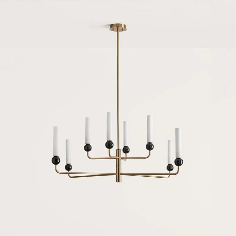 Minimalist Tubular Blown Glass Chandelier