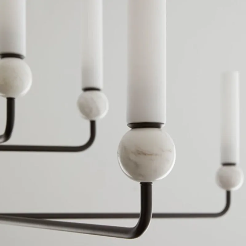 Minimalist Tubular Blown Glass Chandelier