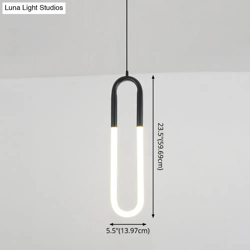 Minimalist U-Shaped Acrylic LED Ceiling Pendant Light Fixture for Living Room