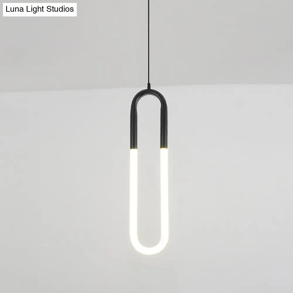 Minimalist U-Shaped Acrylic LED Ceiling Pendant Light Fixture for Living Room