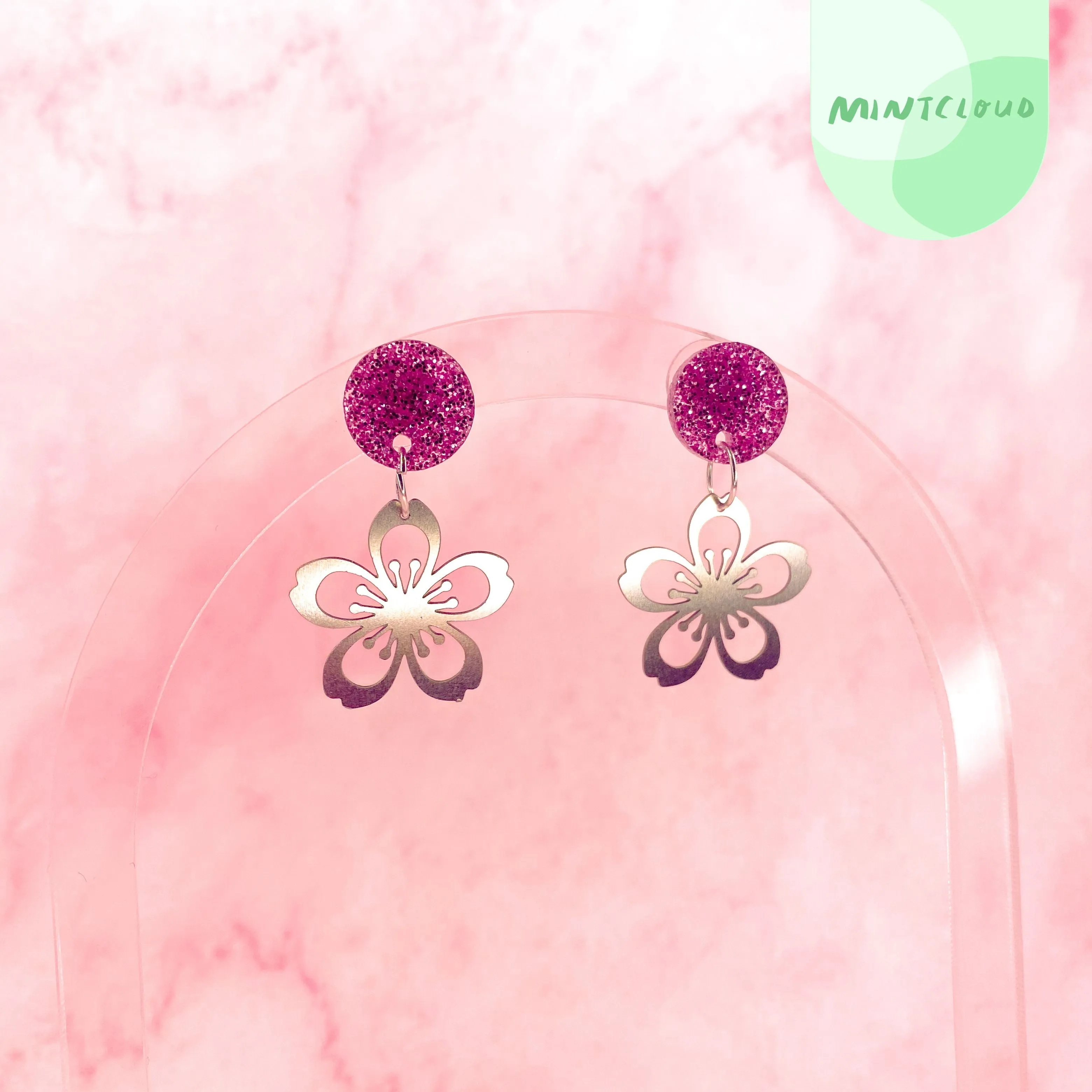 Mintcloud Brass Dangles - Cherry Blossom