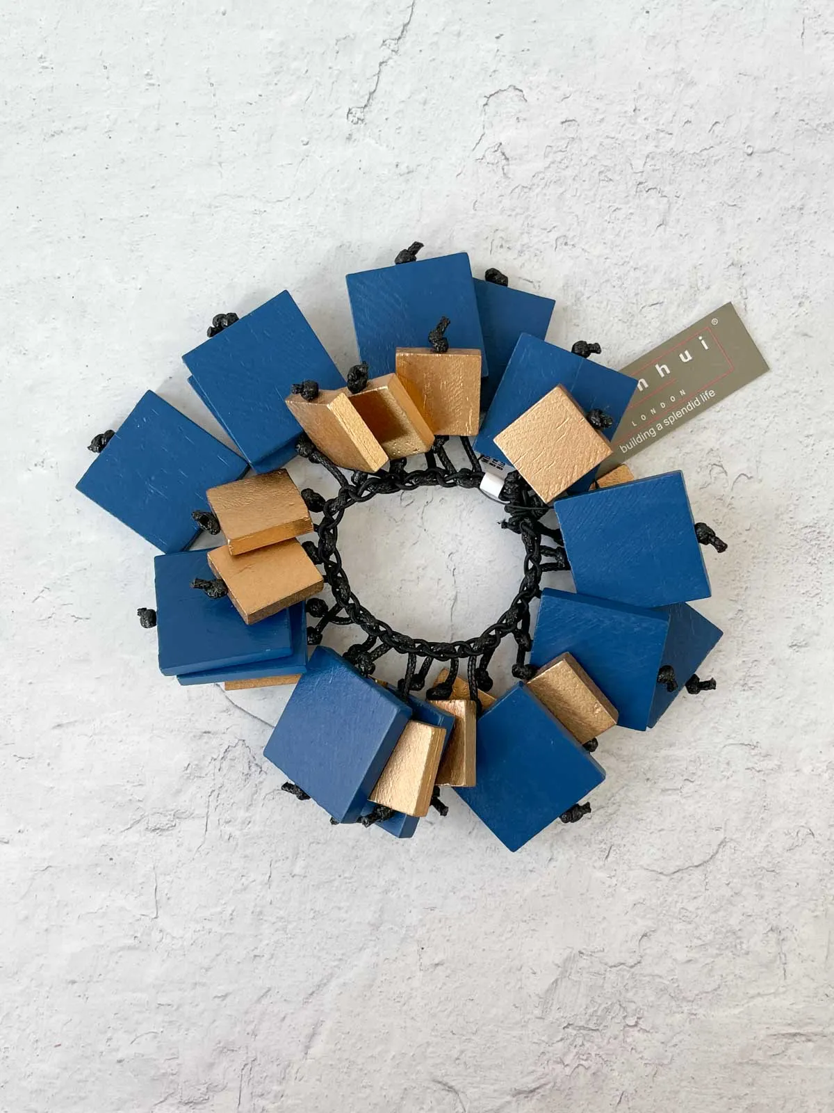 Mix Squares Stretch Bracelet, Pantone Blue/Gold