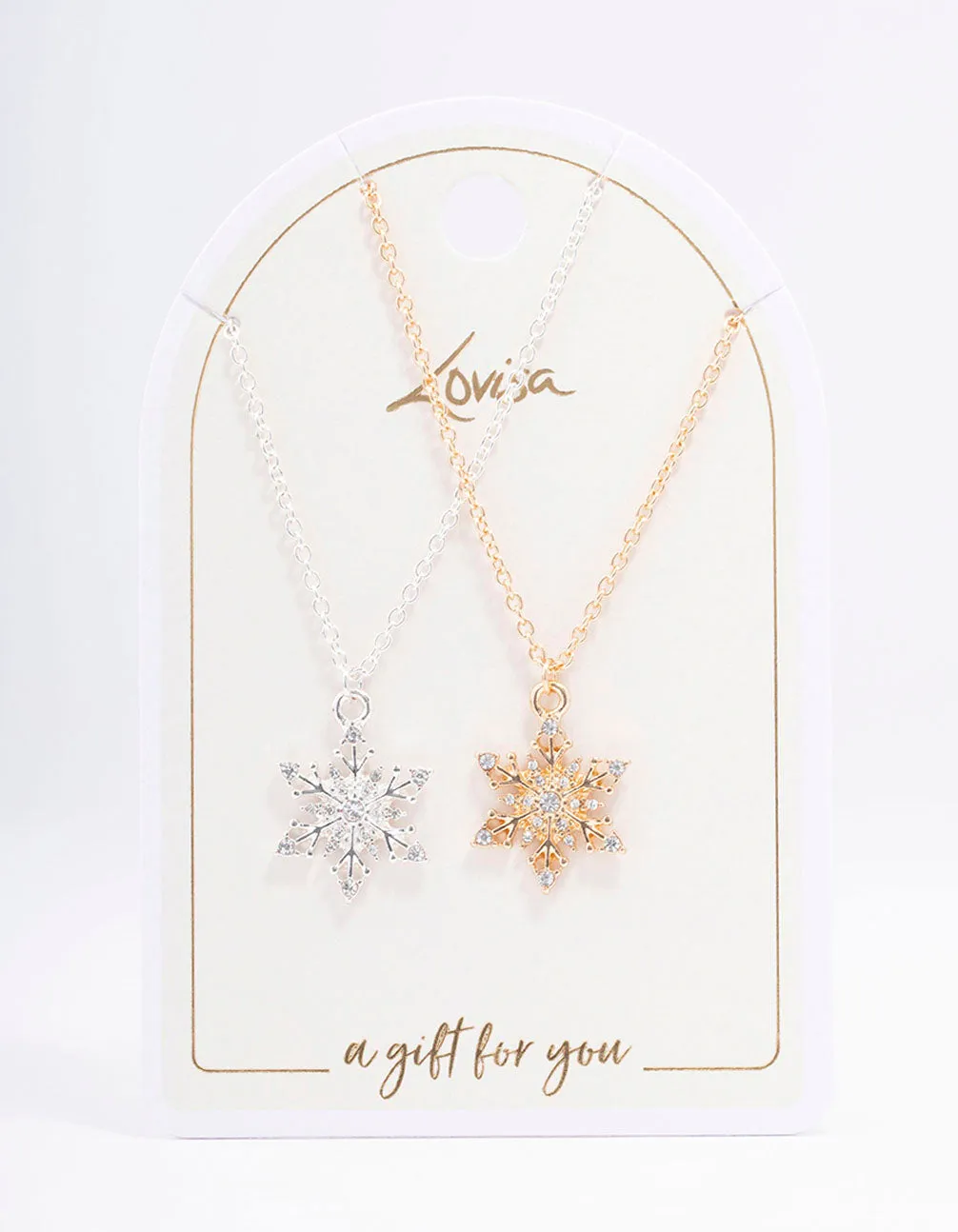 Mixed Metal Diamante Snowflake Necklace Pack