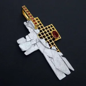 Mosaic Cross Sterling Silver Pendant