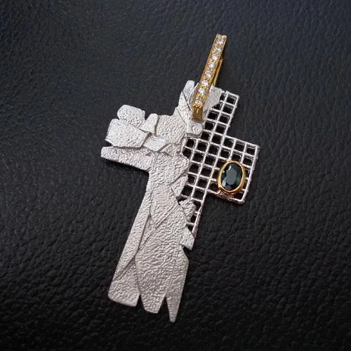 Mosaic Cross Sterling Silver Pendant