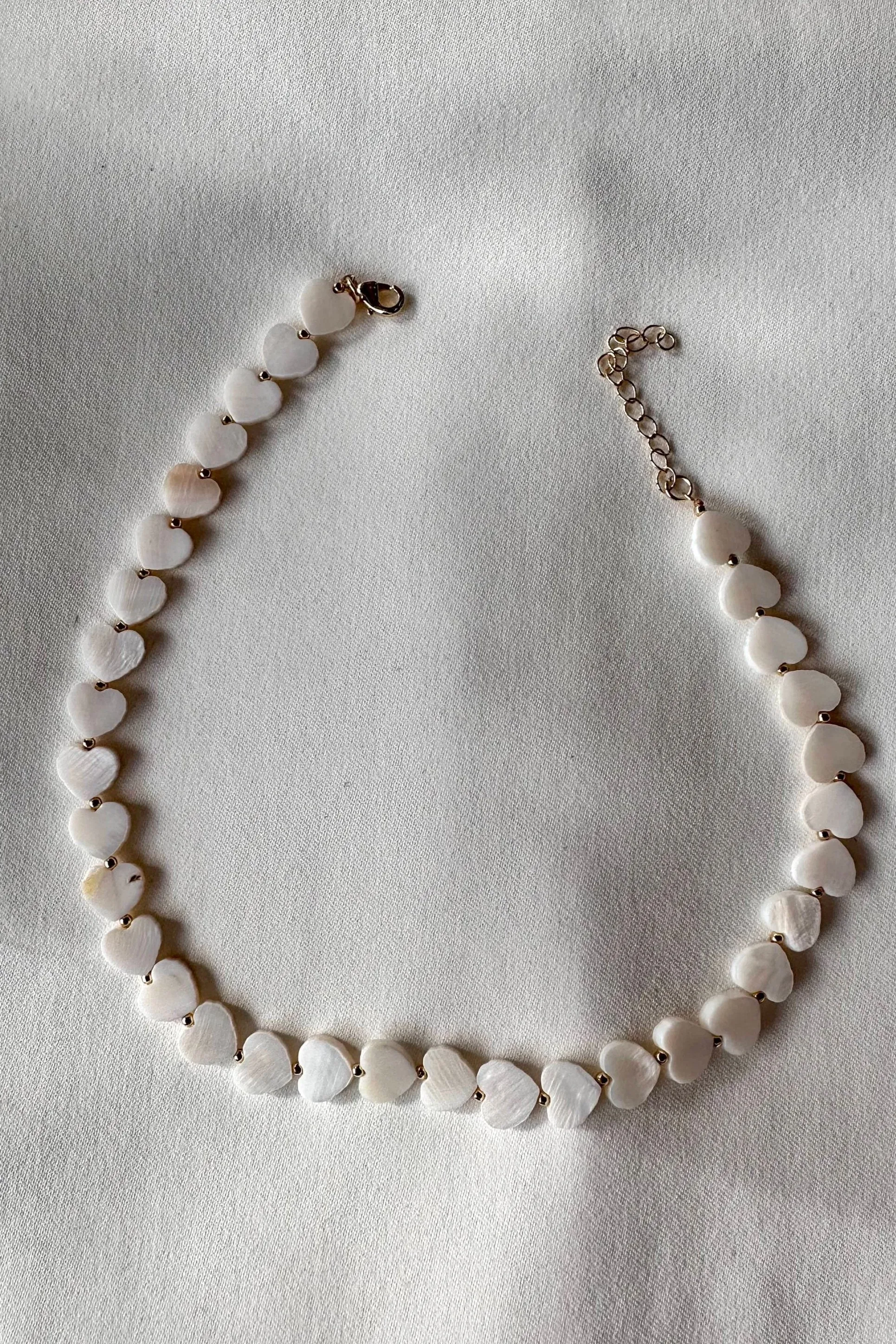 Mother of Pearl Beaded Heart Chain