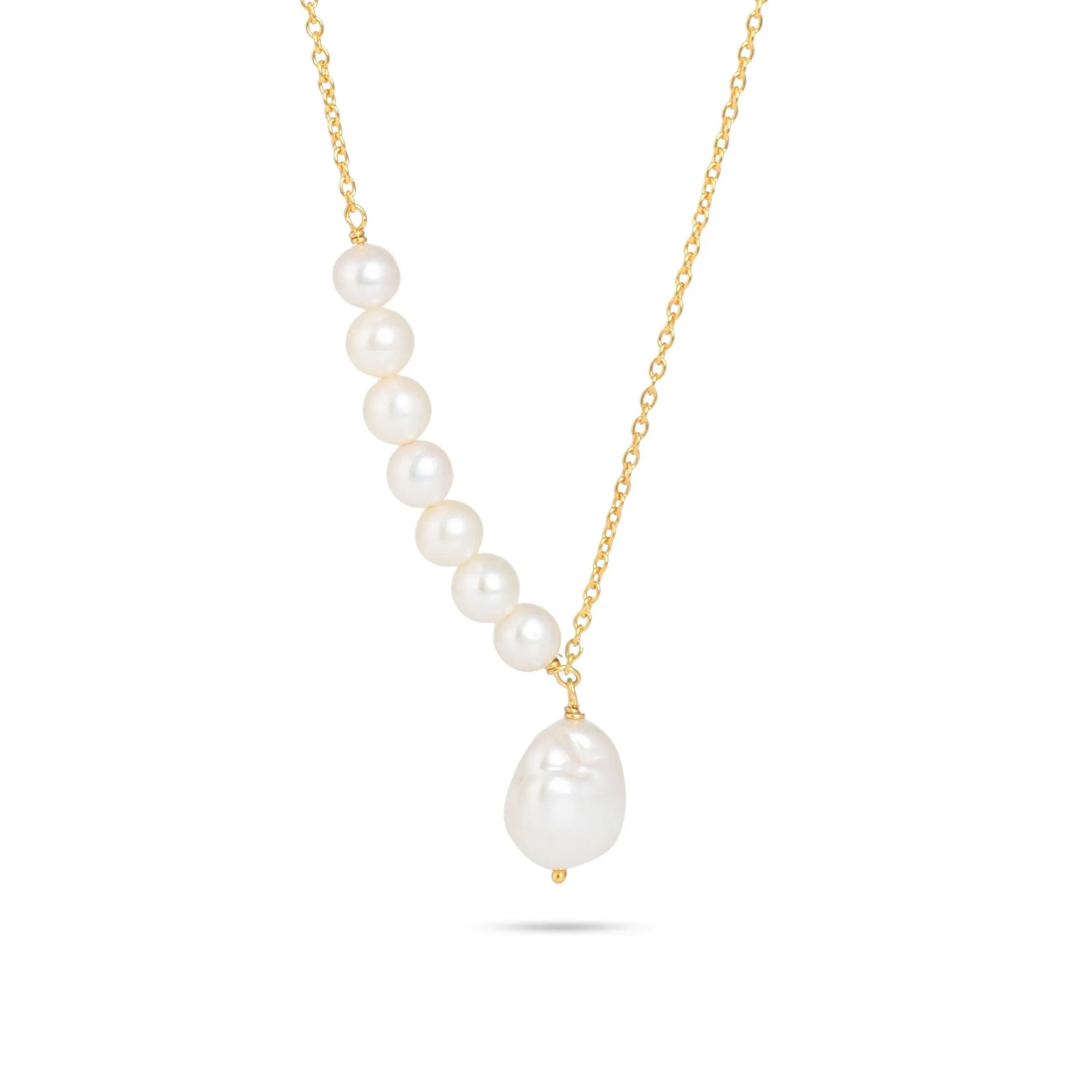 Natural Pearl Necklace| 925 Silver| 18kt Gold Plated - From Purl